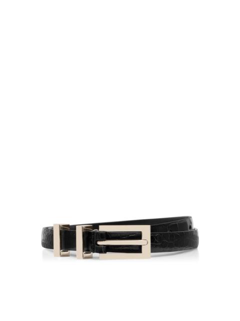 TOM FORD SHINY STAMPED CROCODILE LEATHER FRAME BUCKLE BELT