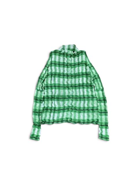 Pleats Please Issey Miyake Issey Miyake Pleats Please Green Plissé Button Up Shirt