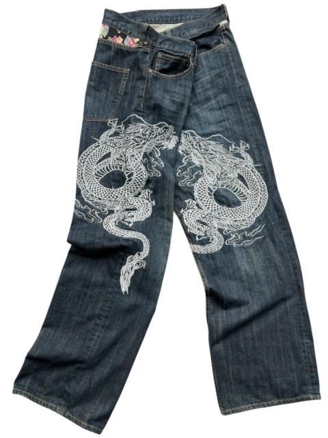 Other Designers Japanese Brand - Vintage Sukajan Dragon Embroidered Baggy Denim Jeans