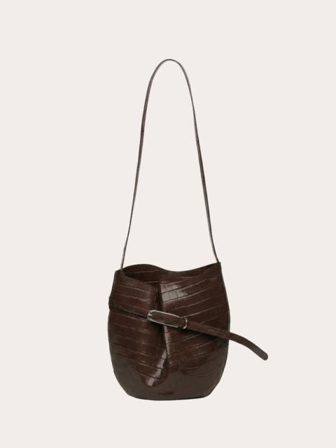 Liffner BELTED BUCKET BAG WALNUT CROC