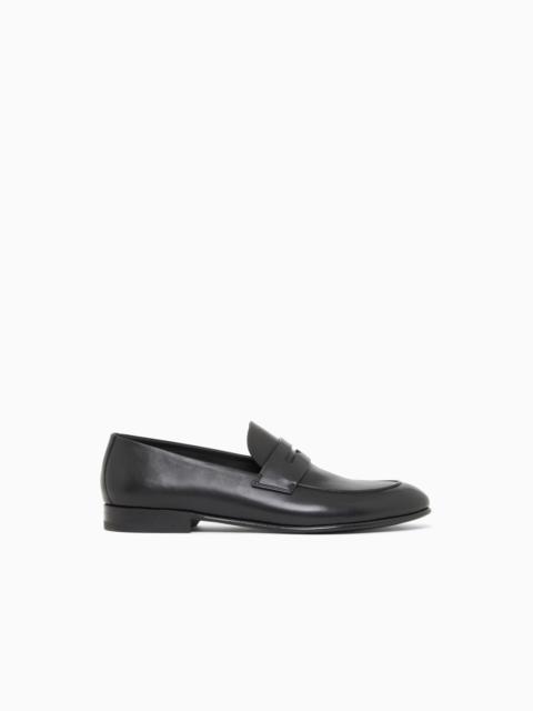 GIORGIO ARMANI CLASSIC CALF LEATHER PENNY LOAFERS