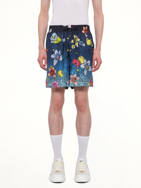 CASABLANCA Collage D’Icones Silk Shorts in Multicolour