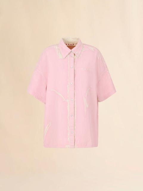 Marni PINK SCREEN-PRINTED DENIM SHIRT
