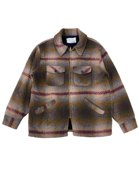 Other Designers Vintage - 50s Melton recycled wool blouson tartan jacket J5
