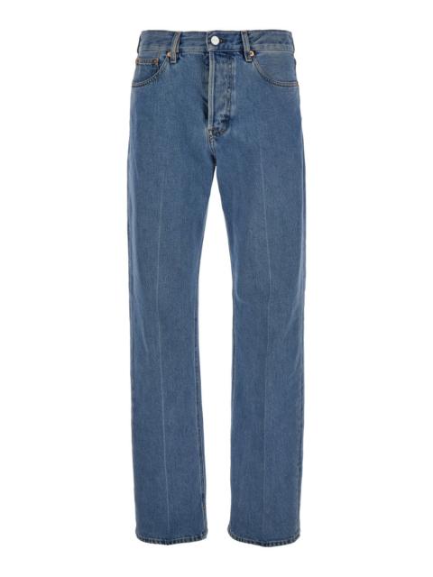 GUCCI Gucci Women '90'S' Light Blue Straight Jeans With Logo Patch In Denim Woman