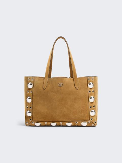 Valentino Nellcôte Large Suede Shopping Bag Havana Beige