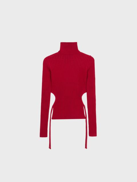 Blumarine RIBBED TOP WITH CUT-OUT AND TIES