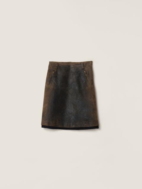 Miu Miu Waxed suede leather skirt