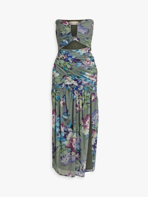 NICHOLAS Strapless floral-print stretch-tulle midi dress