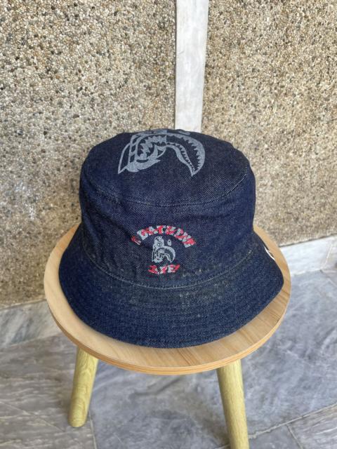 A BATHING APE® Indigo Tiger Shark Bucket Hat