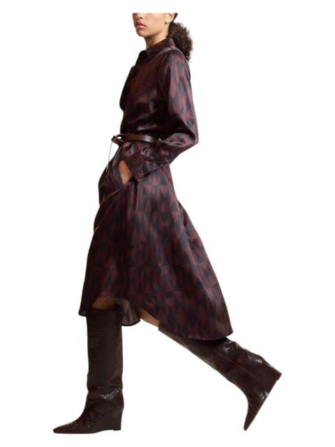 CYNTHIA ROWLEY Cynthia Rowley Pintuck Silk Charmeuse Shirt Dress in Black/burgundy at Nordstrom