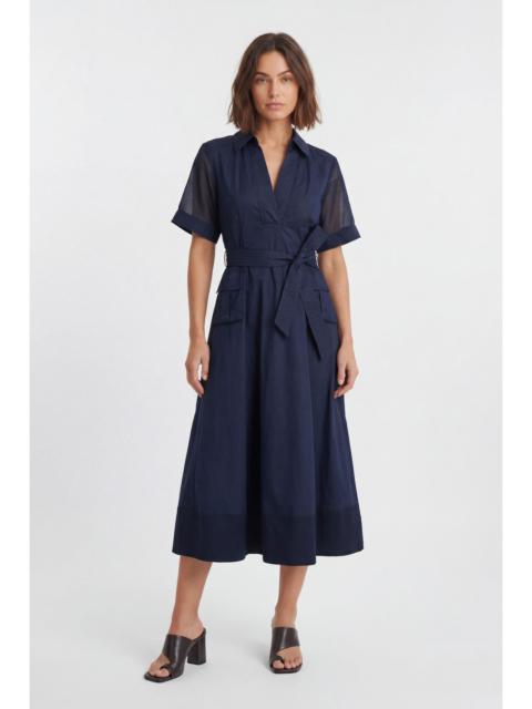 KAREN MILLEN Utility Organdie Cotton Mix Woven Maxi Dress