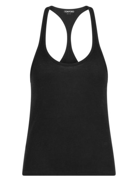 TOM FORD SILK BLEND JERSEY LOGO TOP