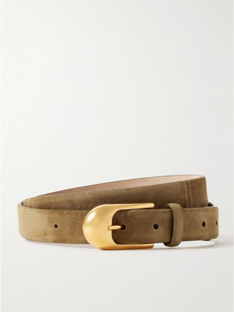 KHAITE Dome suede belt Beige