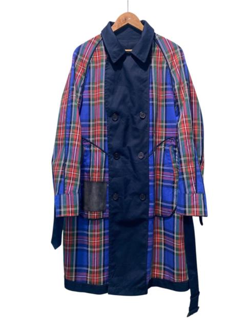 JW Anderson JW Anderson Reversible Trench Coat Navy Blue Tartan