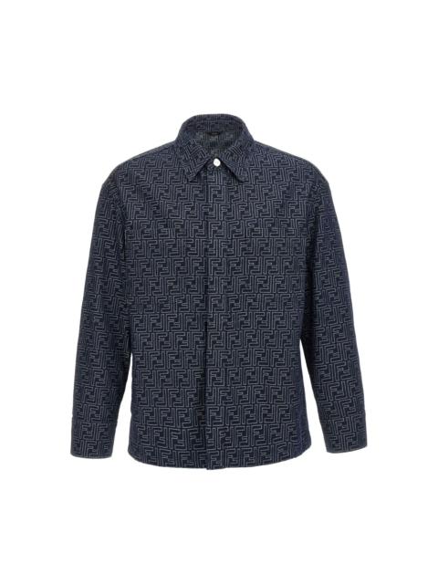 monogram-pattern shirt jacket