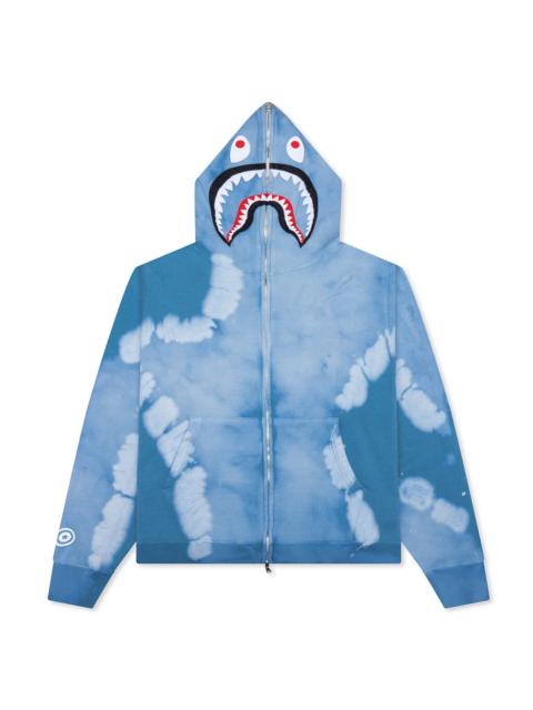 A BATHING APE® HAND DYE SHARK FULL ZIP HOODIE - BLUE
