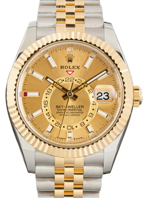 ROLEX Used Two-Tone Rolex Sky-Dweller Champagne Dial Ref 336933 Jubilee Band