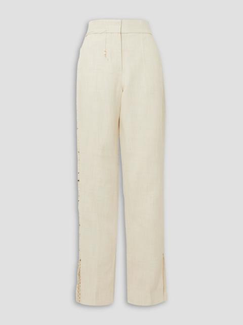 JACQUEMUS Lace-up linen-blend straight-leg pants
