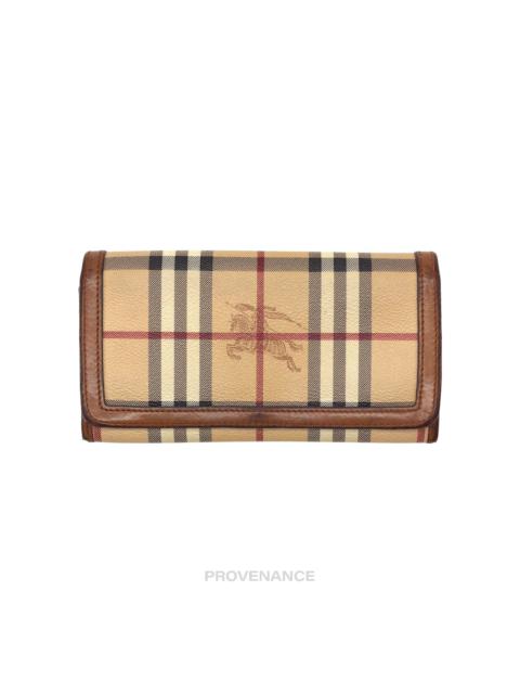 Burberry Burberry Long Snap Wallet - Haymarket Check Brown