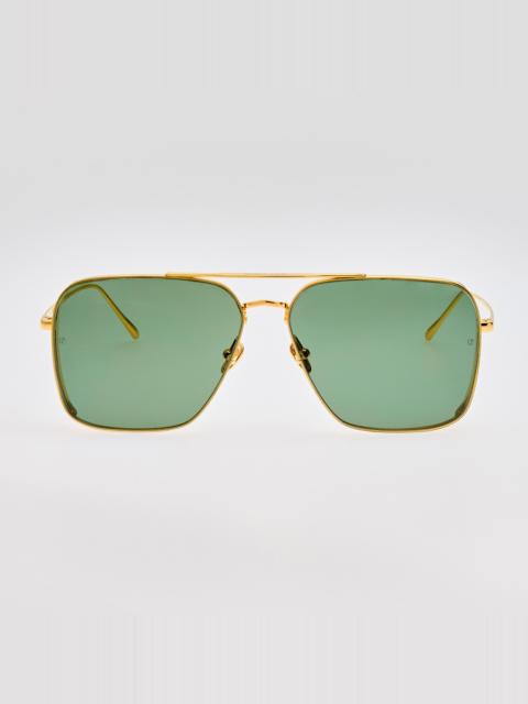 LINDA FARROW Asher Asher Sunglasses in Yellow Gold Frame