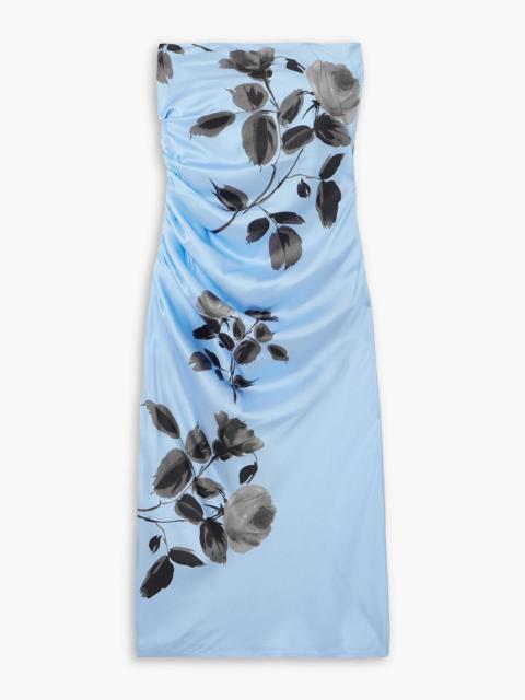 MAGDA BUTRYM Strapless ruched floral-print stretch-silk dress