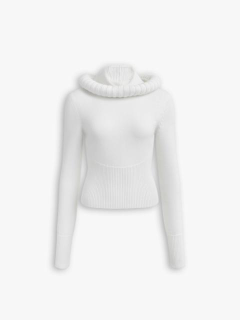 Alaïa SCULPTURAL HOOD RIBBED KNIT JUMPER