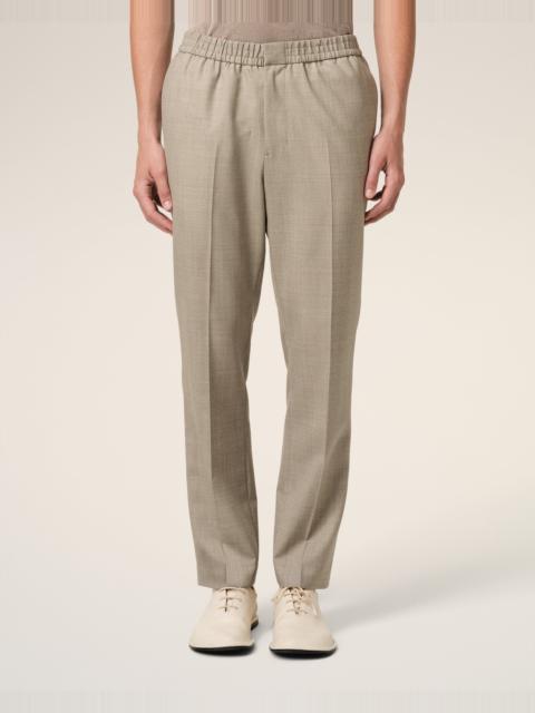 AMI Paris Beige Wool Elasticated Waist Trousers