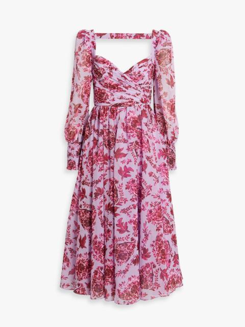Other Designers Cutout floral-print chiffon midi dress