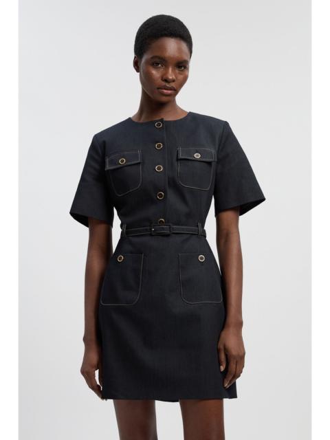 KAREN MILLEN Petite Tailored Denim Belted Mini Dress