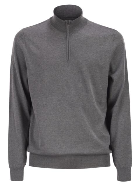 BOSS Boss Men Virgin Wool Jumper With Zip Collar