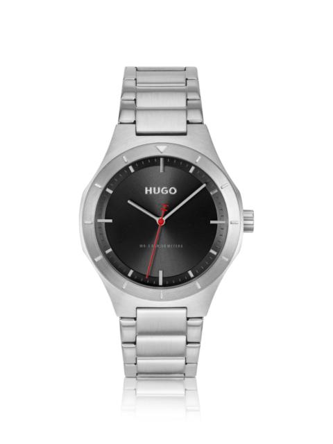 HUGO LIT BLACK-DIAL WATCH WITH LINK BRACELET