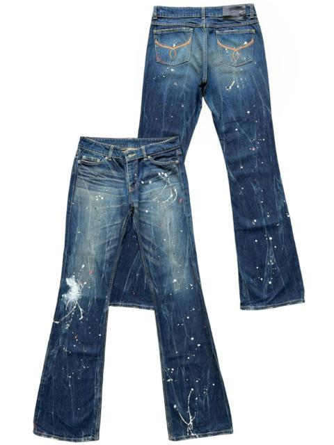 Other Designers Distressed Denim - Japanese Splattered Splashes Paint Flare Denim Jeans 32x35