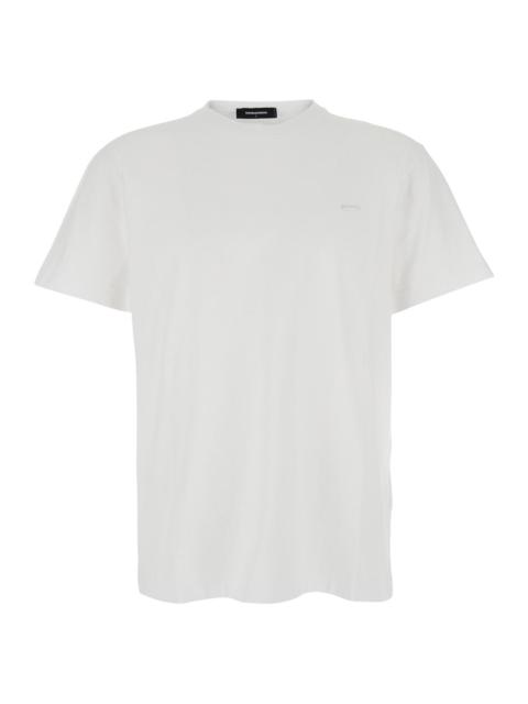 DSQUARED2 Dsquared2 Men White Crewneck T-Shirt With Patch Logo On The Front In Cotton Man