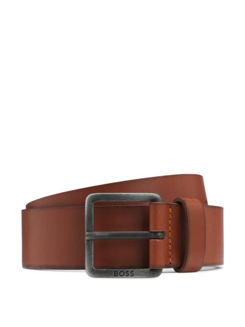 BOSS LEATHER BELT WITH LOGO BUCKLE