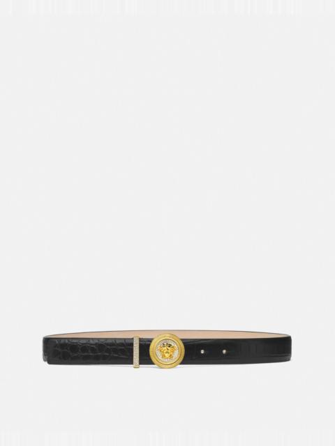 VERSACE Medusa Biggie Croc-Effect Belt 1.2" / 3 cm