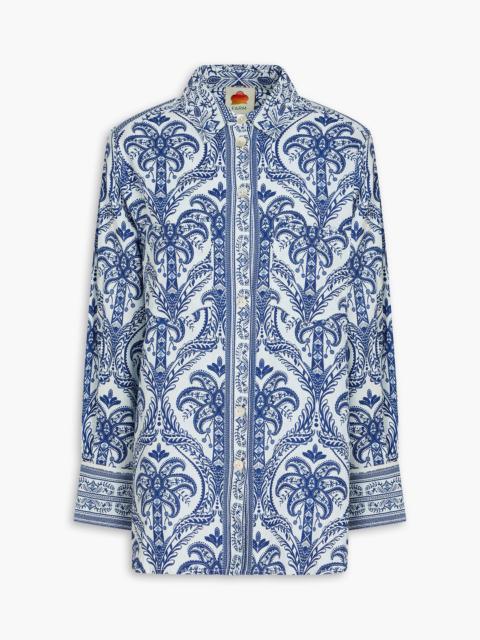 FARM RIO Printed linen-blend shirt