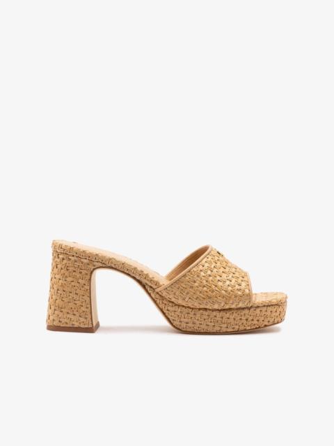 Larroudé Dolly Low Mule In Natural And Beige Raffia