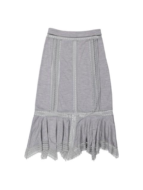 Burberry Burberry Ladies Cloud Grey Chantilly Lace And Wool Jersey Skirt