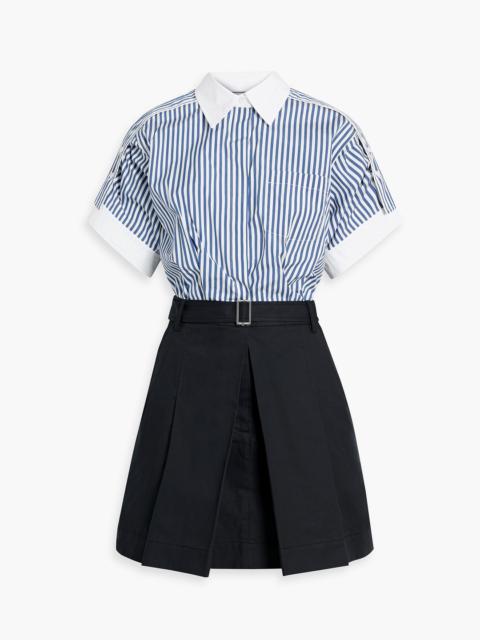 3.1 Phillip Lim Oxford-paneled striped cotton and silk-blend mini shirt dress