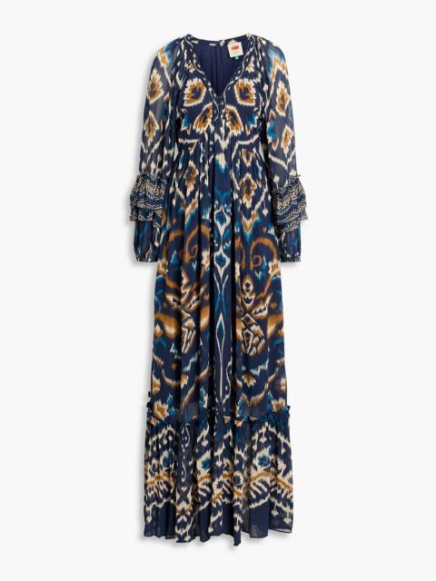 FARM RIO Printed crepe de chine maxi dress