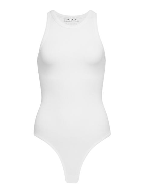 Alaïa Ribbed Cotton-Blend Bodysuit off-white