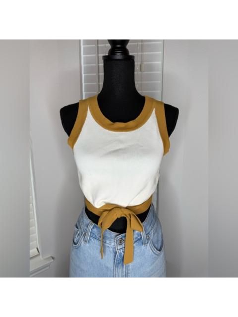 Other Designers Significant Other - Stylish White and Tan Tie-Front Tank Top