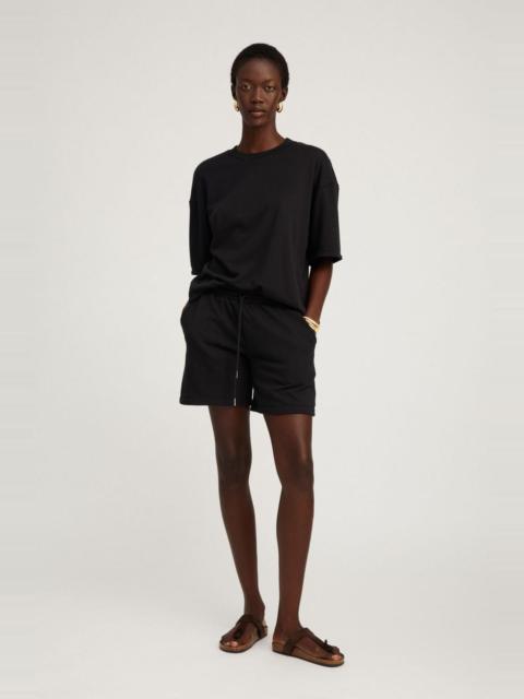 SPRWMN BLACK COTTON TERRY BAGGY SWEATSHORTS