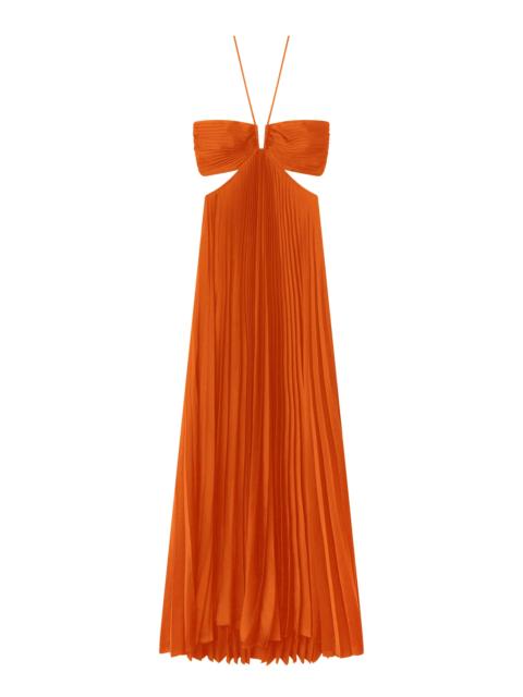A.L.C. Moira Satin Pleated Maxi Dress
