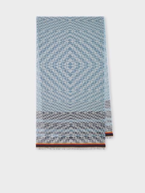 Paul Smith Blue 'Optical Diamond' Cotton-Modal Scarf