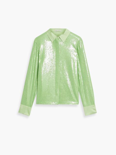 Alice + Olivia Willa sequined charmeuse shirt