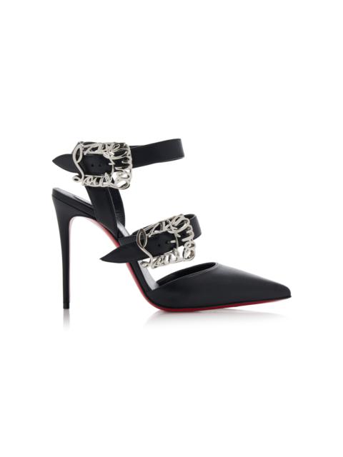 Christian Louboutin Giddylina 100mm Buckle-Detailed Leather Pumps black
