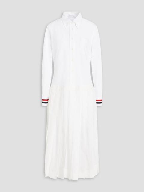 Thom Browne Pleated cotton-piqué and seersucker midi shirt dress