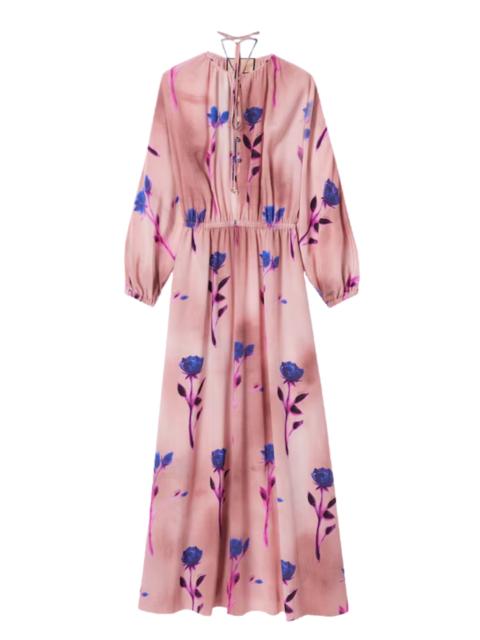 GUCCI Gucci Pink Dress - SILK CRÊPE DE CHINE FLORAL PRINT DRESS